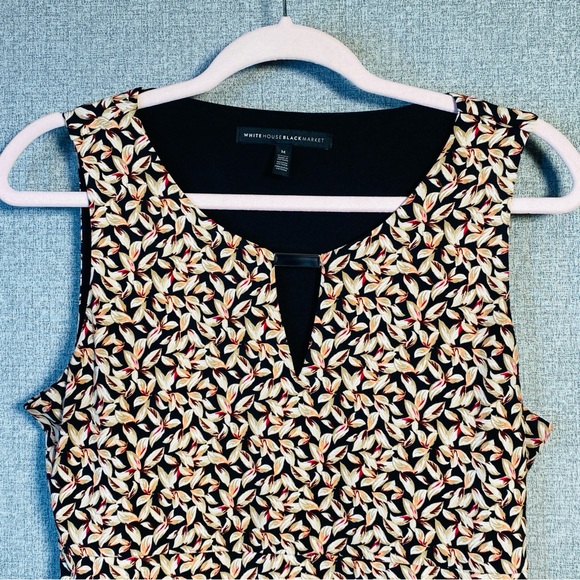 WHBM Medium White House Black Market Floral Keyhole Metal Accent Sleeveless Tank - Picture 2 of 7